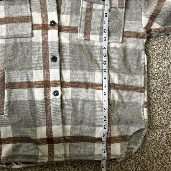 NWOT Plaid Gray and Brown Women's Jacket Shacket Button Down Sweater Casual XL - Picture 8 of 8
